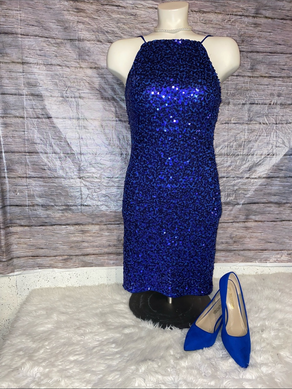 Blashe Royal Blue Sequin Mini Dress
